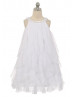 Beaded Neck Chiffon Ruffle Knee Length Flower Girl Dress